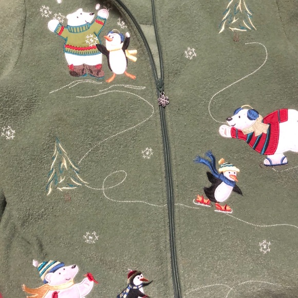 Vintage Christmas zipper green sweater- size M - Picture 12 of 16